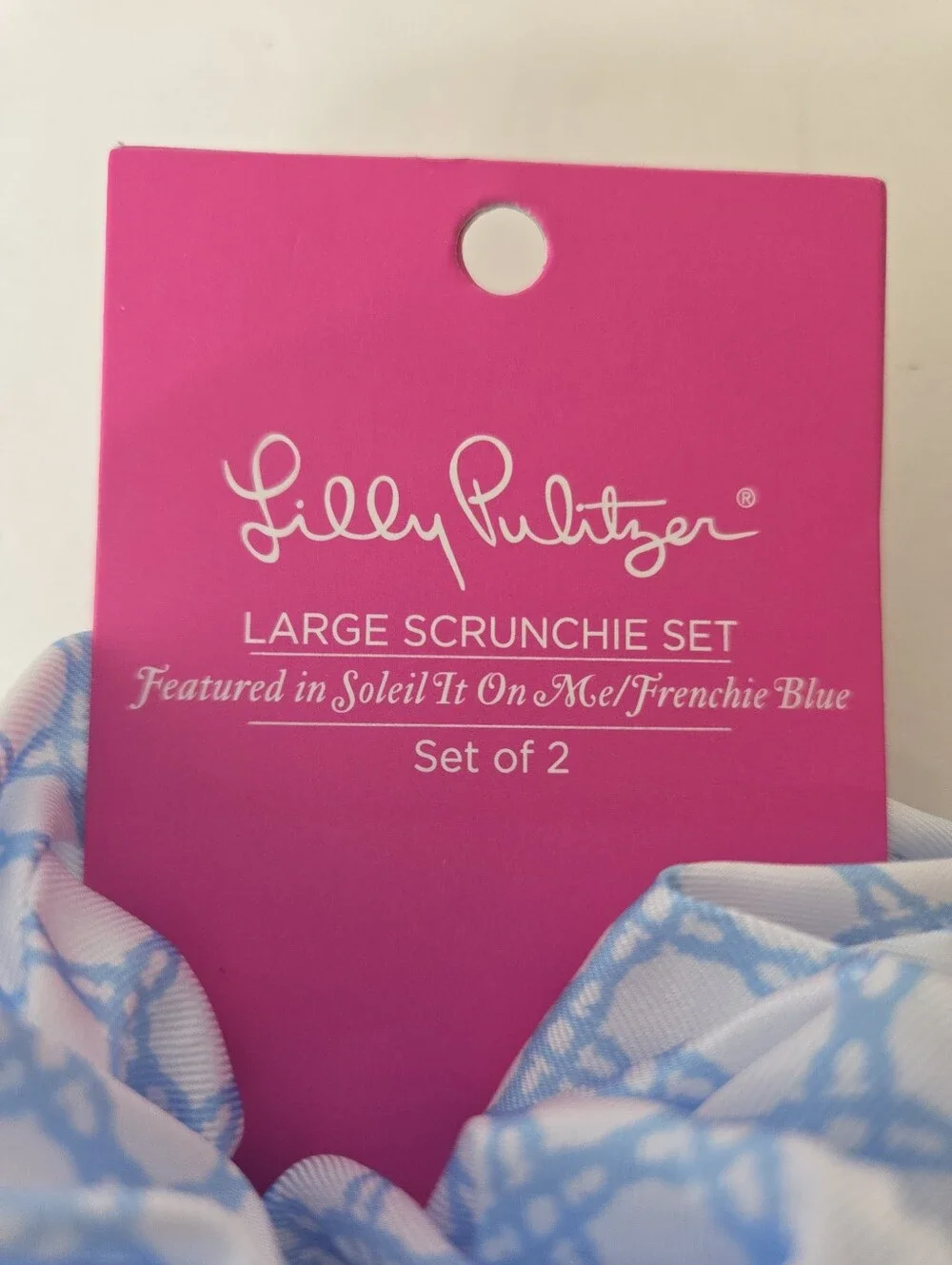Lilly Pulitzer Large Hair Scrunchie Set Of 2 Soleil It On Me And Frenchie Blue